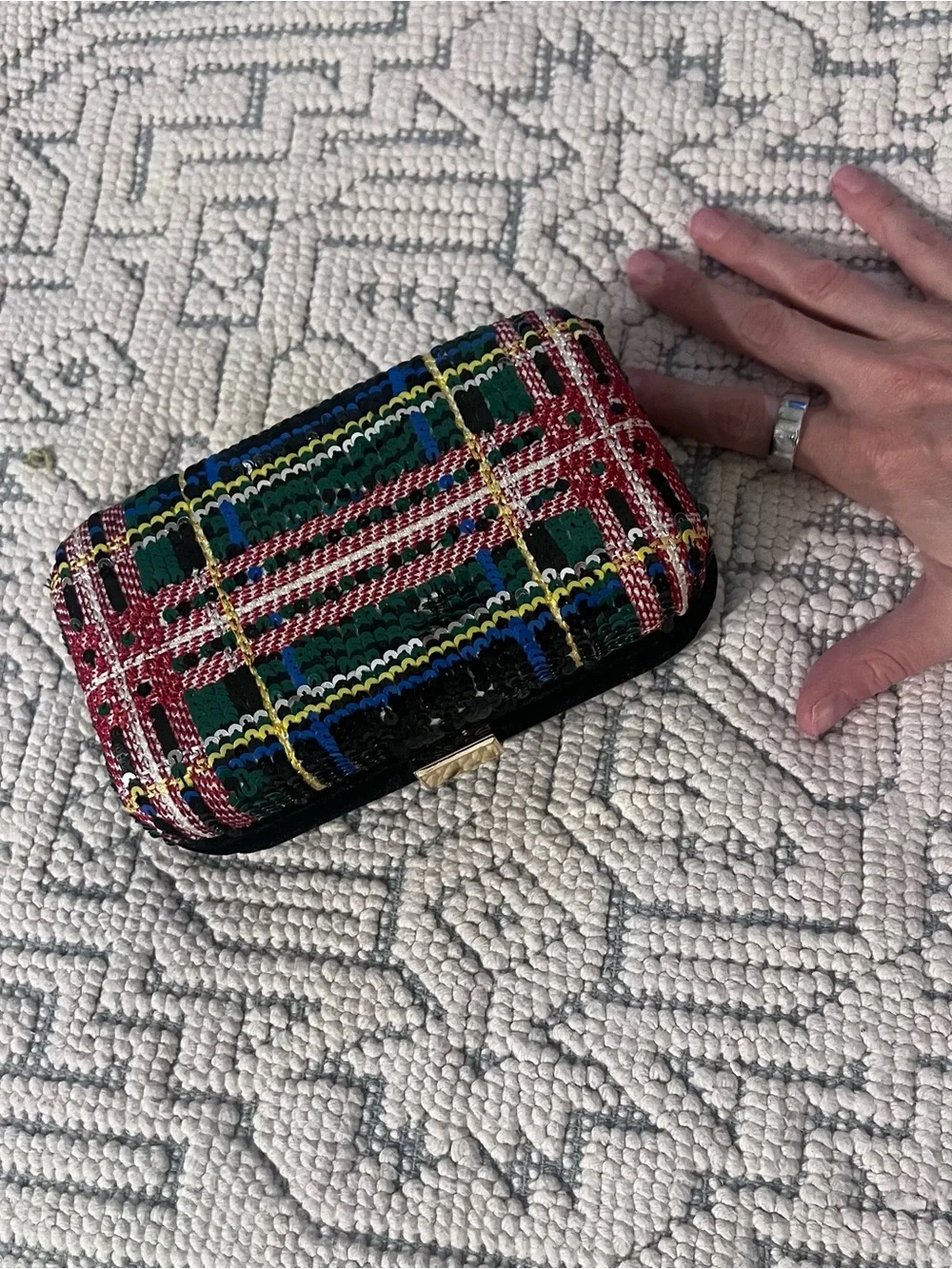 J. Crew Multicolor Sequin Plaid Clutch - Picture 2 of 8